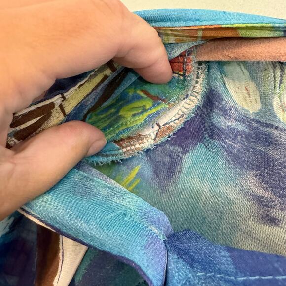 Sea Suns Blouse XL Vintage Vacation Italy Button Up Long Sleeves Blue USA - Picture 5 of 10